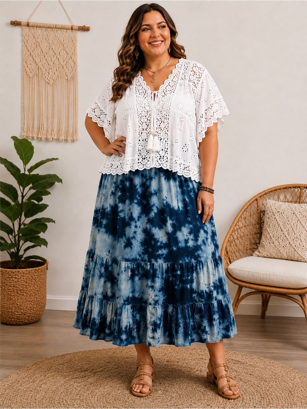 Roman’s Upcycled Tie Dye Boho skirt. Size 24